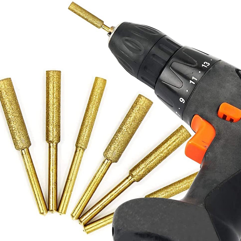 10 Pcs Elektrische Kettingzaag Slijper Steen Braam Slijpen Steen Bestand, Titanium Plated Diamant Slijpen Wielen (4.0Mm)