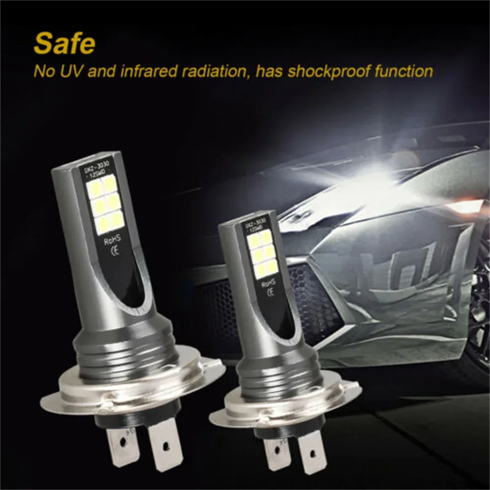 2 uds H3 bombillas LED de luz antiniebla para coche DRL H11 H8 H9 H4 H1 H7 lámpara de faro de motocicleta 9005 9006 faro de conducción automática 6000K 12V 24V