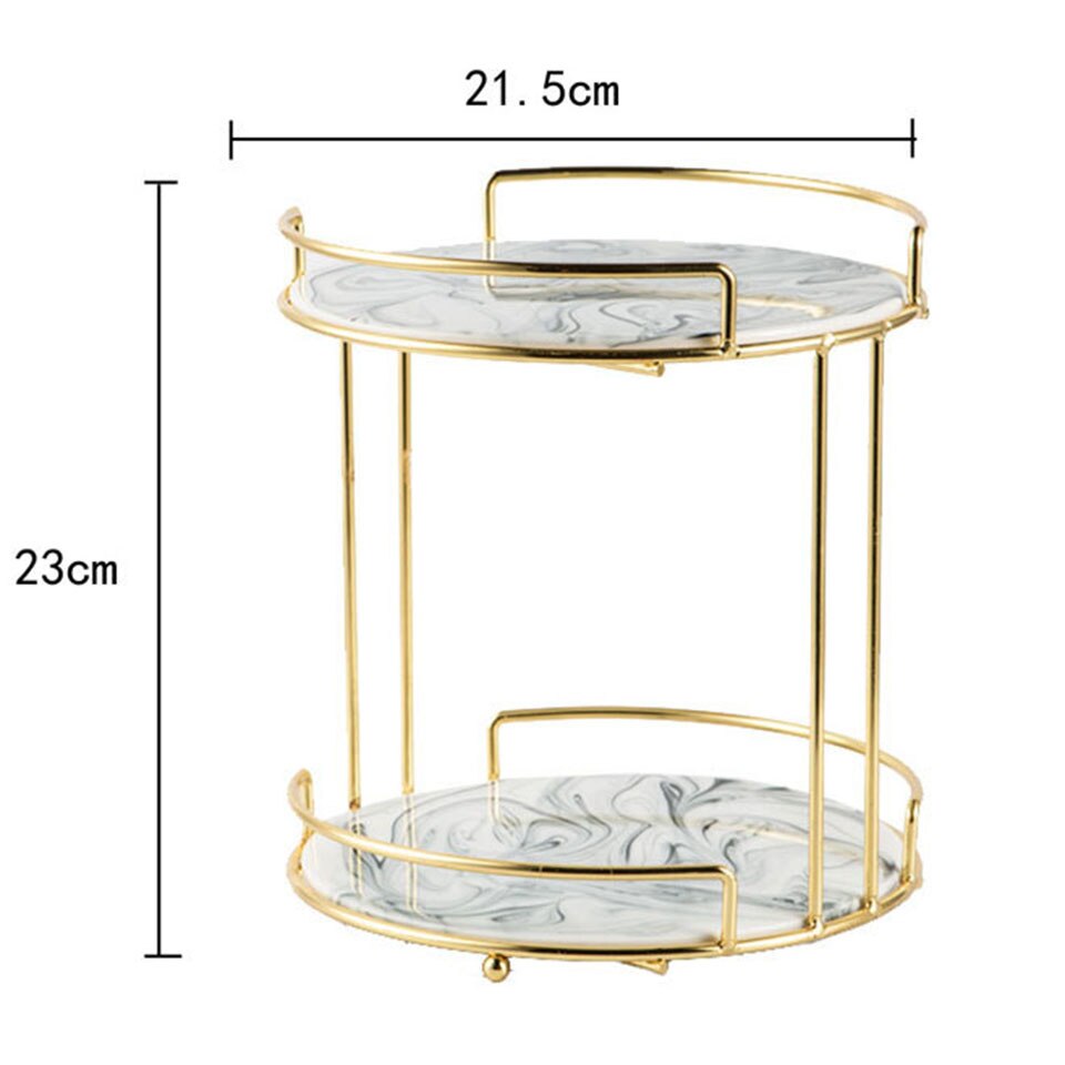 Msjo – présentoir à gâteaux en marbre, Double couche, style nordique, plateau à fruits, pâtisserie, doré, Table à Dessert, mariage, fête d&#39;anniversaire, décoration: gray