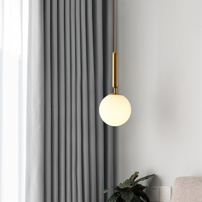 Nordiske led pendellamper glaskugle til soveværelse bar pendel iluminação sort guld globe hanglamp moderne pendel loftslampe