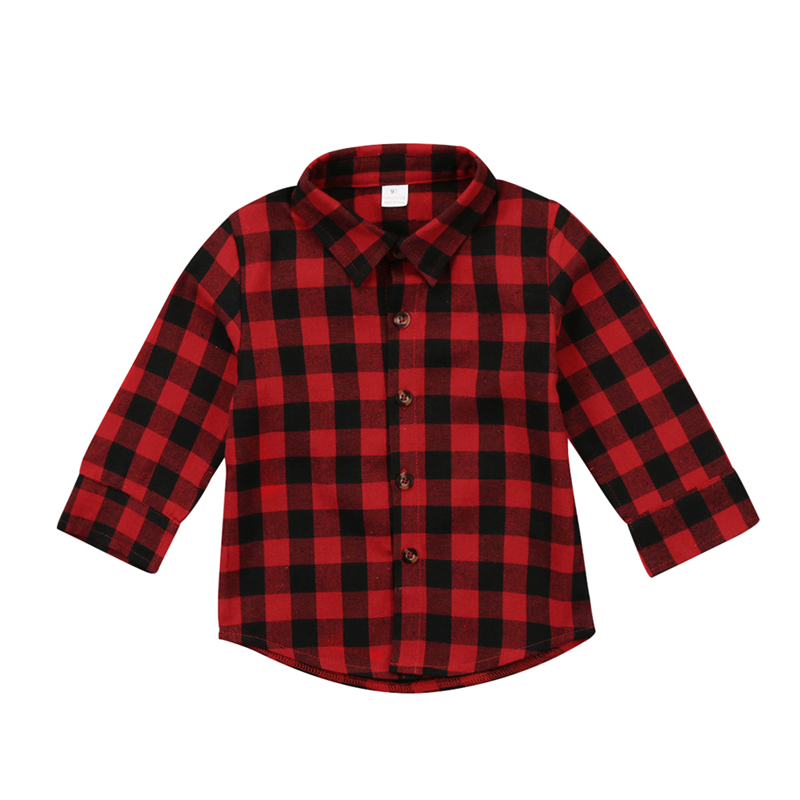 Camisetas estampadas a cuadros para bebé, chico y niña, camiseta de manga larga, ropa para bebé, camisa roja a cuadros, abrigo para bebé: 100