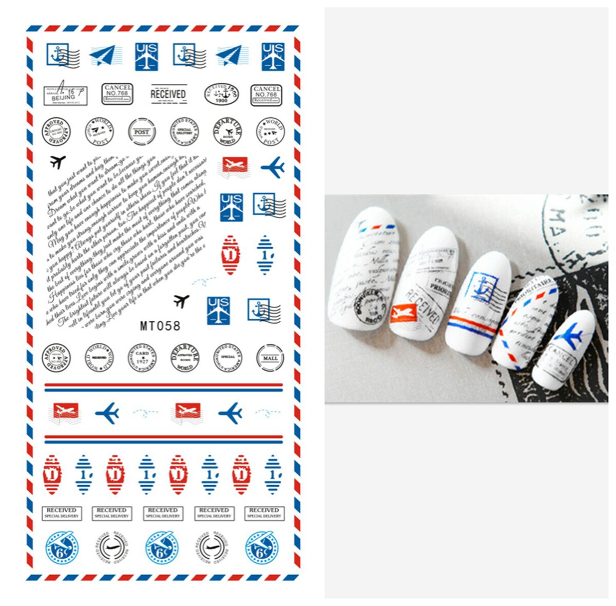1pcs Nail Art Stickers Flamingo Coconut Tree Adhesive Nail Art Decorations Summer Beach Series Nail Stickers