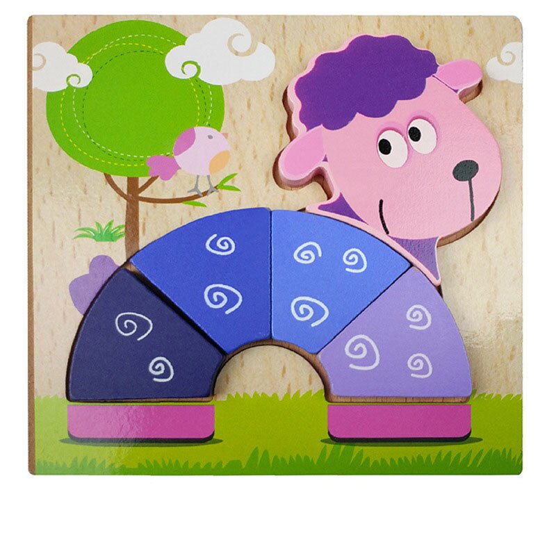 3D Wooden Puzzle Cartoon Animal Traffic Cognition Jigsaw Colorful Early Educational Toys For Children Kids Baby: S