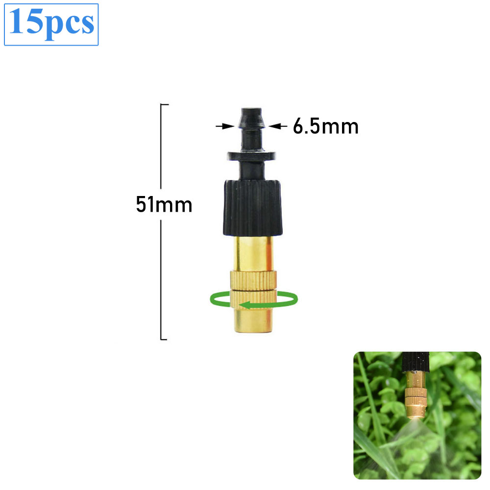Micro Drip Irrigation Misting Nozzle Adjustable Spray Cooling Sprinkler 1/4 Tee Barb Connector For Garden Greenhouse: green