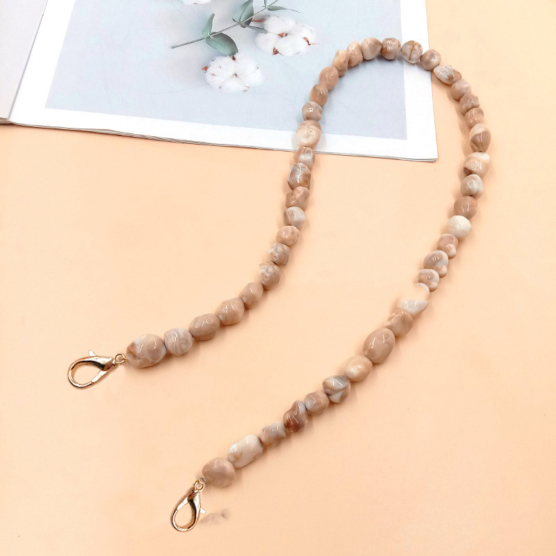60cm DIY Austauschbare Tasche Griff Perle praktisch Kette Tasche Zubehör Handtasche Gurt Alle-spiel Acryl Schulter Taschen gürtel: hell Kaffee