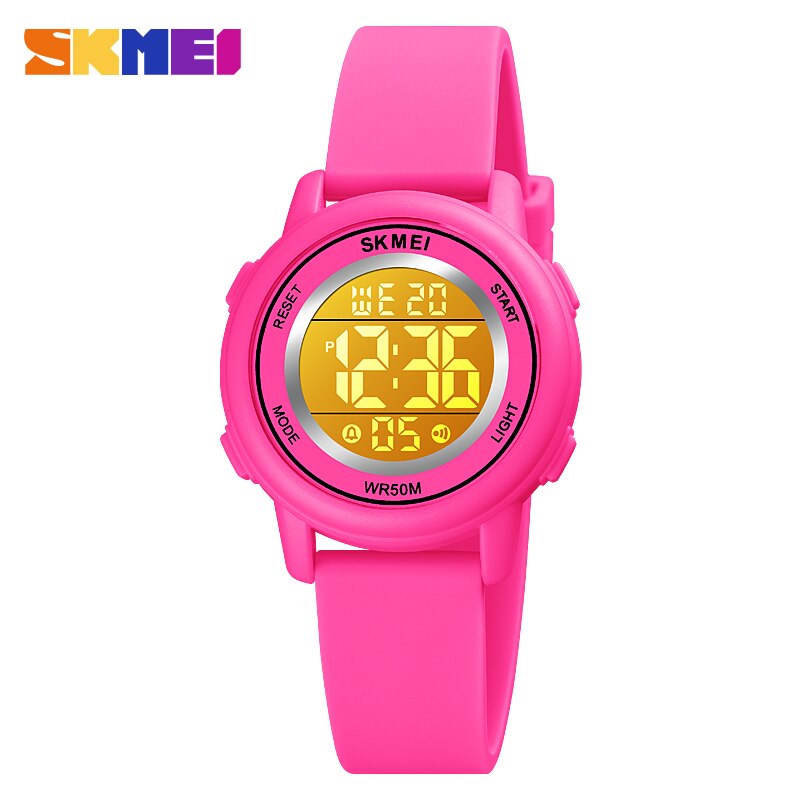SKMEI LED Licht Digitale Kinder Sport Uhren Stoppuhr Kalender Uhr 5Bar Wasserdichte Kinder Armbanduhr Für Jungen Mädchen: green