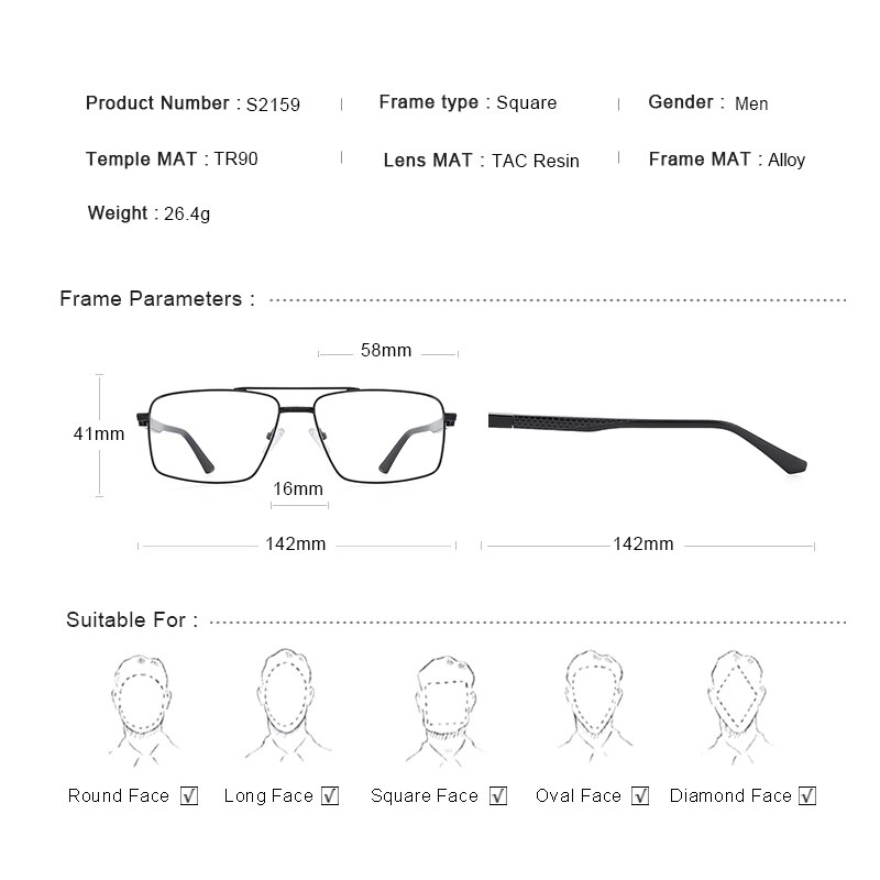 MERRYS Men Classic Titanium Alloy Optical Rectangle Glasses Frames Acetate Legs Eyeglasses Male Glasses S2159