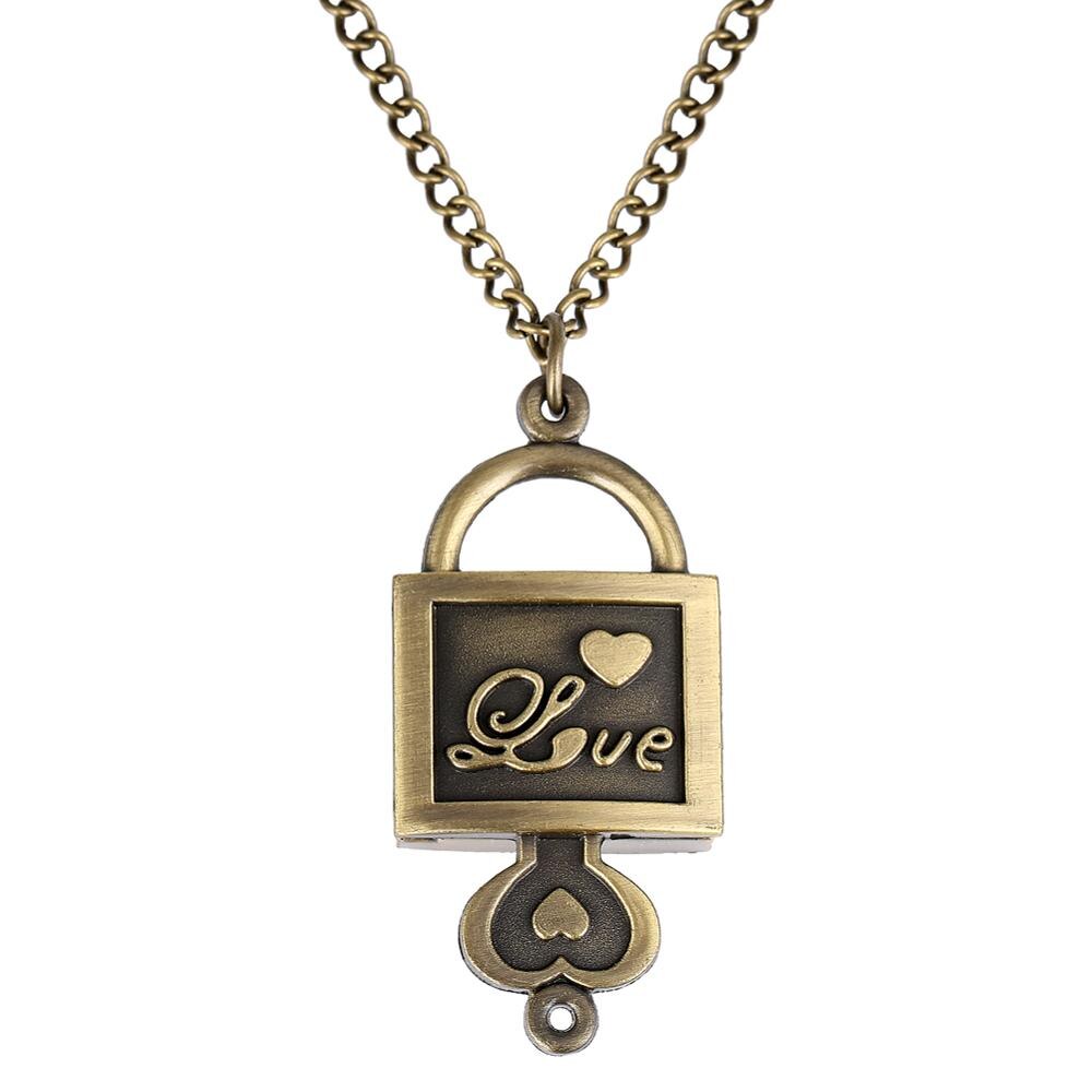 Bronze dobbelt dobbelt tidszone rektangel lommeur quartz urværk bil t-shirt nøglelås kryds kvinder dame kjole halskæde