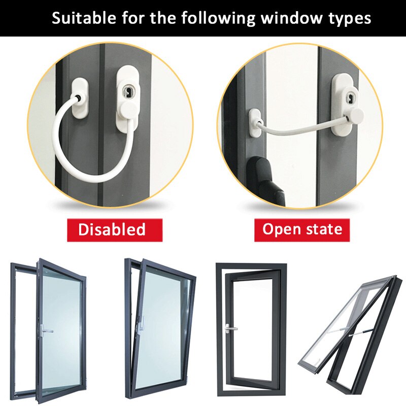 RMT-4008 Window Safety Locks Lockable Cable Restrictor for Window Sliding Door Restrictor Child Security Guard with Key#9