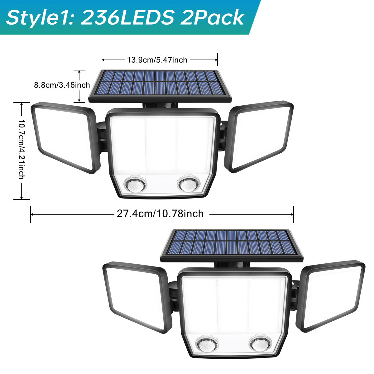 3000LM Solar Light With Dual PIR Motion Detector 3 Lighting Modes 270° Illumination IP65 Waterproof Security Garde Flood Lights: Orange