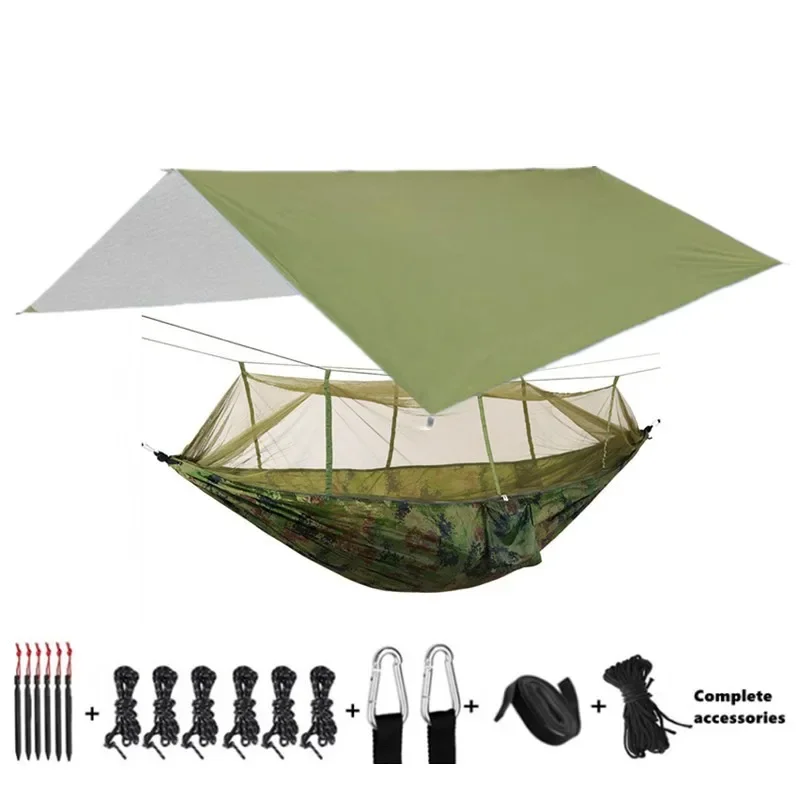 Camping Hangmatten En Accessoires, Waaronder Hangmat Met Mesh Regenvlieg Zeildoek Boomriemen Voor Buitengebruik Wandelen Backpacking Reizen: Roze