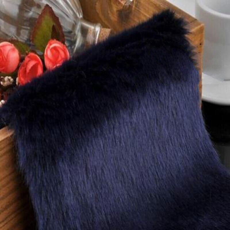 1300G Hoogwaardige Verdikte Imitatie Konijnenbont Stof Voor Kabinet Tafelkleed Bontkraag Tapijt Decoratieve Pluche 0.5X1.8M: Navy Blue