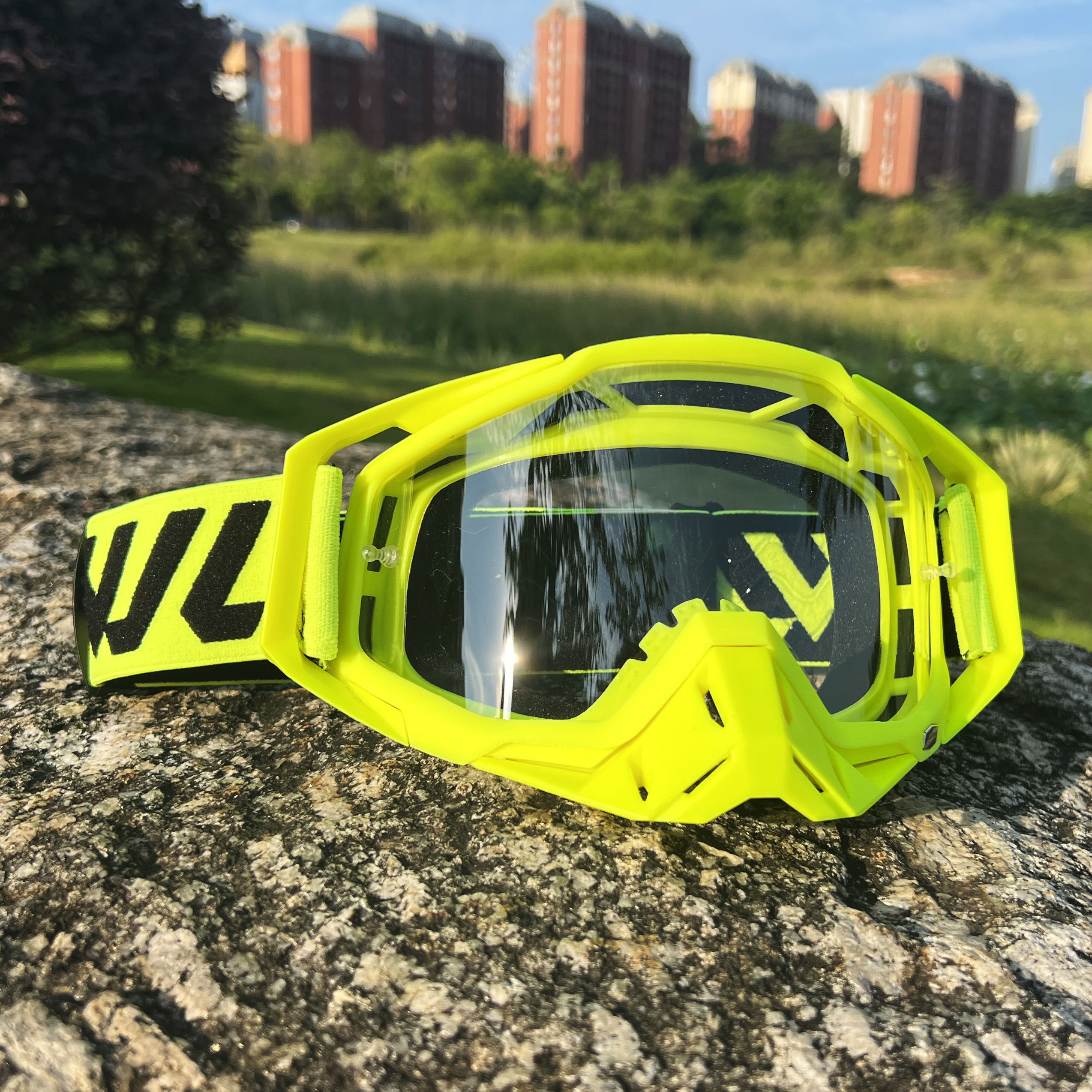 WJL Motocross-Brille, Motorrad-Sonnenbrille, Herren, MTB, ATV, Maske, winddichter Schutz, Skifahren, Radfahren, Rennen, Offroad-Brille: Black