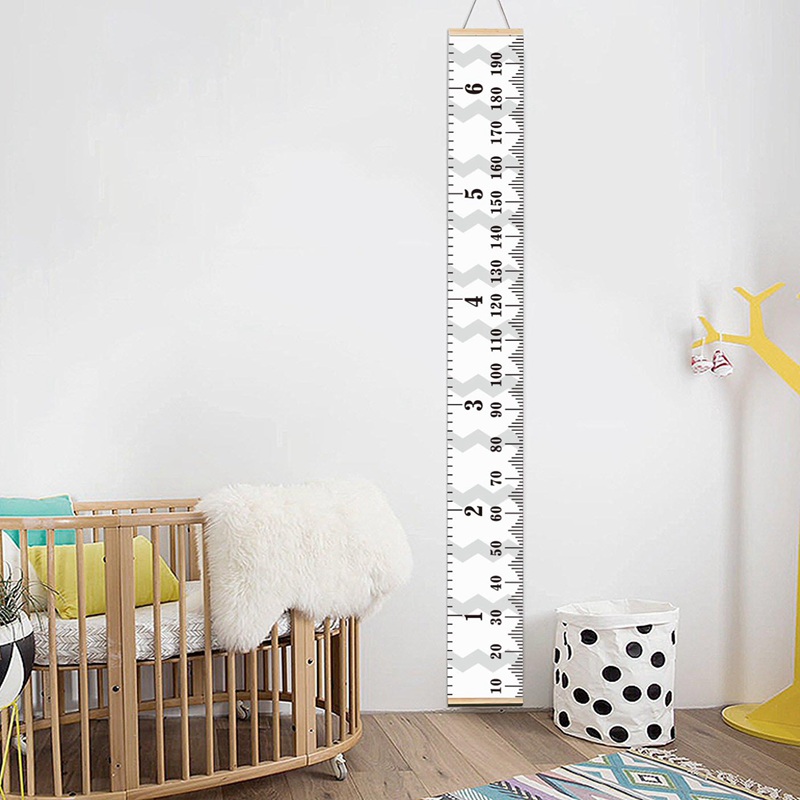 Aftagelig raket børnevækstdiagram babyoprulning træramme lærred væghængende højde lineal vægkunst boligindretning: B