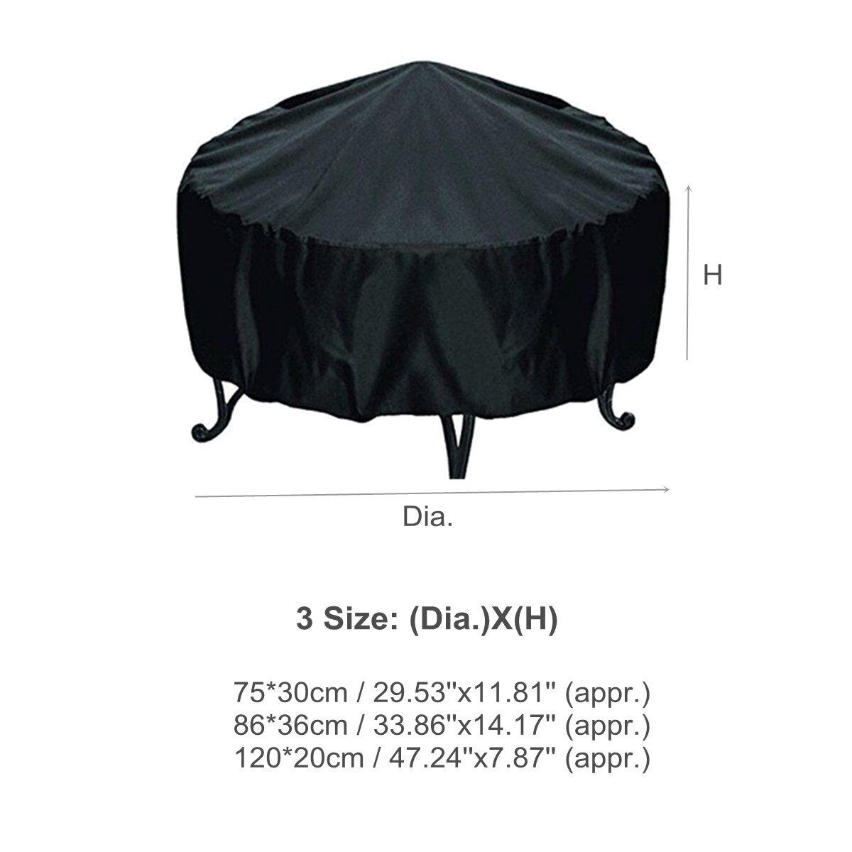 Outdoor Waterproof Patio Fire Pit Cover Uv Protector Grill Bbq Shelter Garden Yard Round Canopy Furniture Dust Covers