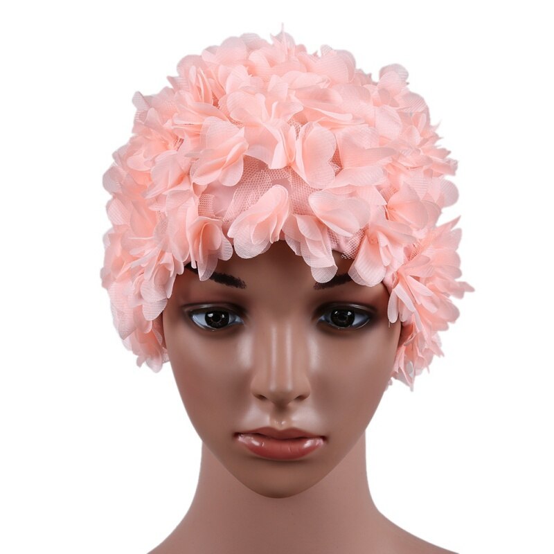 Badmutsen met gekleurde bloemen voor dames, driedimensionale bloemblaadjes, badmuts voor dames, badmuts voor lang haar