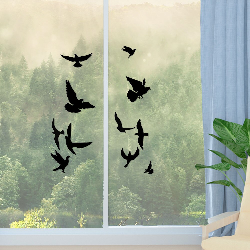 Autocollant de fenêtre d'alarme de chambre à coucher en PVC, verre Anti-Collision, facile à appliquer, forme d'oiseau, décor de maison, statique, autocollants de salon, bricolage