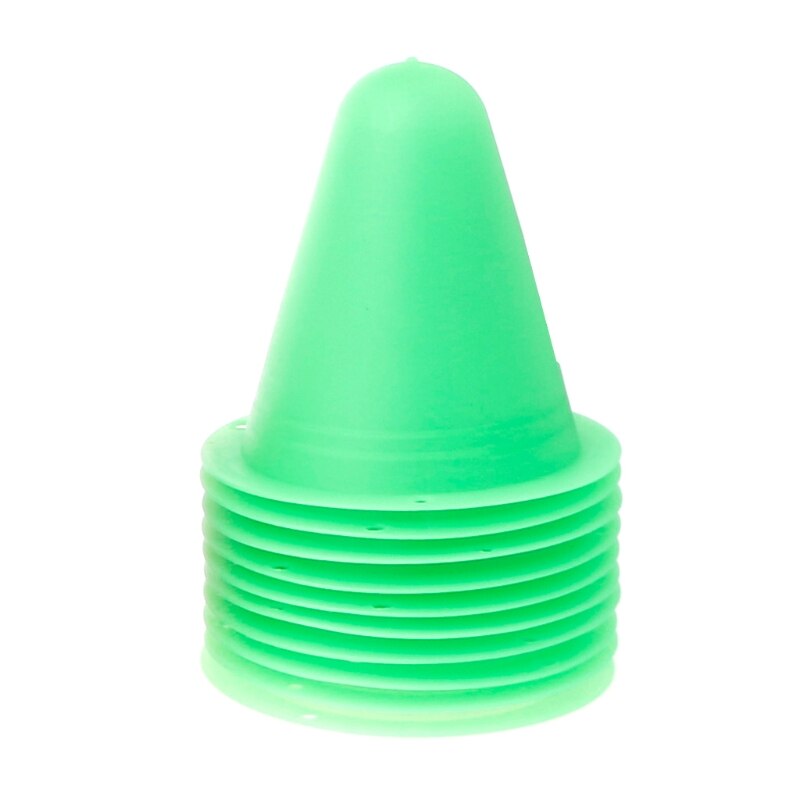 10 Pcs Skate Marker Cones Roller Football Soccer Training Equipment Marking Cup Marker Cones Slalom Roller skate pile cup: Green  