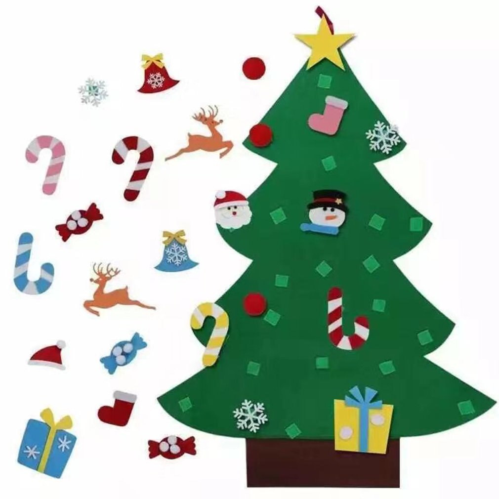 Bambini fai da te feltro albero di natale decorazione natalizia per la casa Navidad 2021 regali di capodanno ornamenti natalizi albero di natale di babbo natale