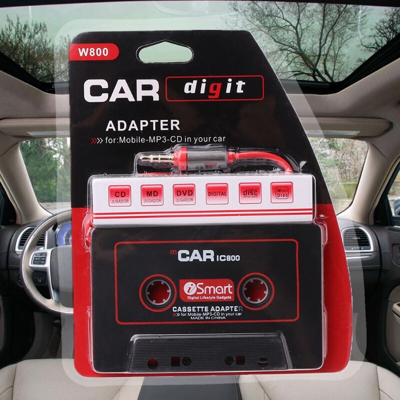Convertisseur d'adaptateur de Cassette AUX de voiture 3.5mm pour lecteur de voiture MP3 taupe