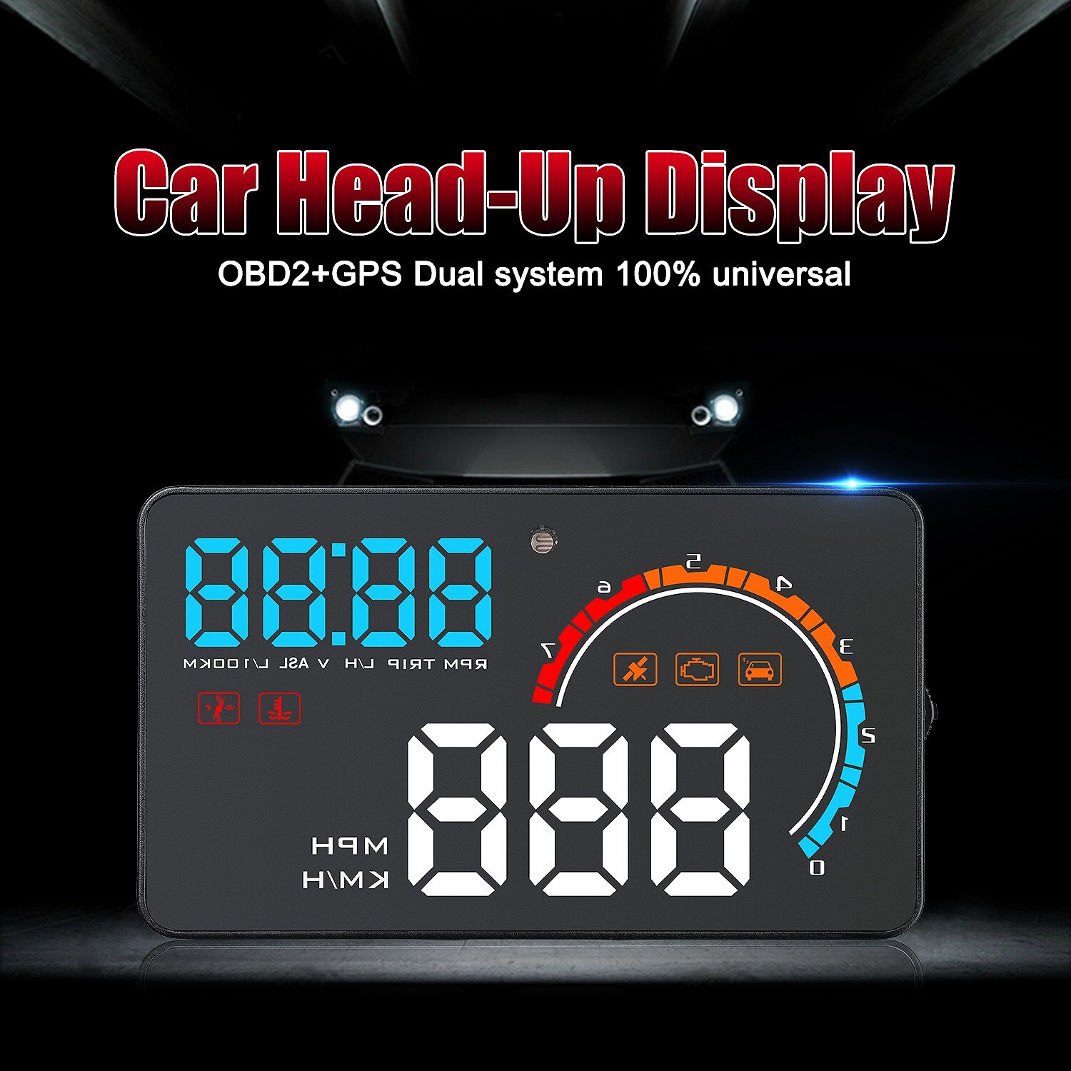 4 Inch Car HUD Head-Up Display OBD2 EML327 Dashboard Speedometer Projector Speed Warning D2500
