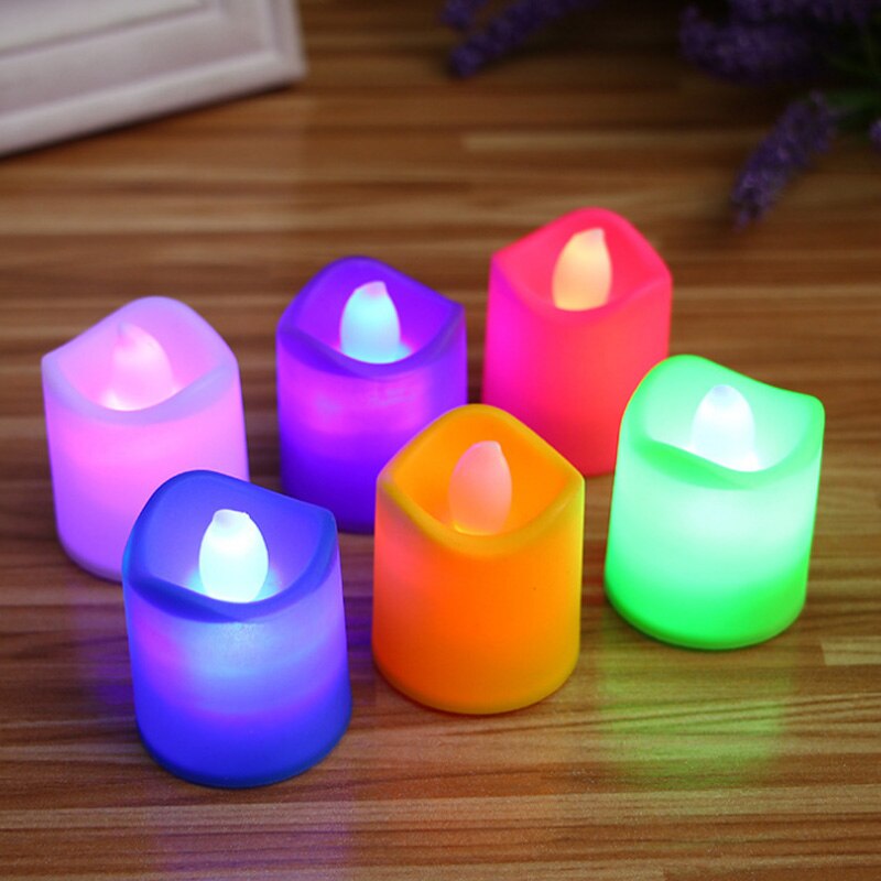LED Tealight Candles Lamp Candles Light Votive Romantic Home Wedding Decor 7 Styles 3 Size Battery Best Smokeless: E2 Colorful shell
