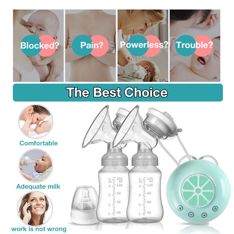 Electric Double Breast Pump USB BPA Free Breast Pumps Baby Breast Feeding With Nursing Pads And Breast Milk Storage Set