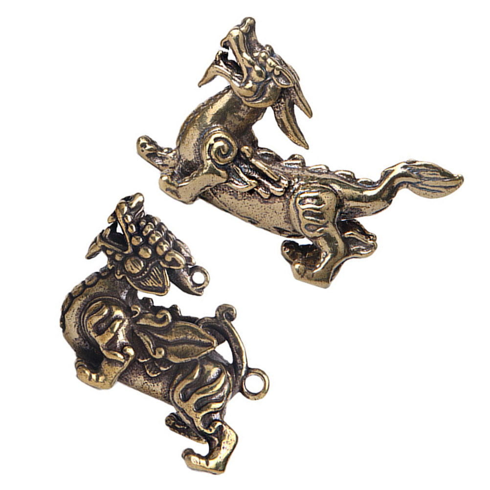 2PCS Brass Retro DIY Keychain Pendant Household Brass Adornment