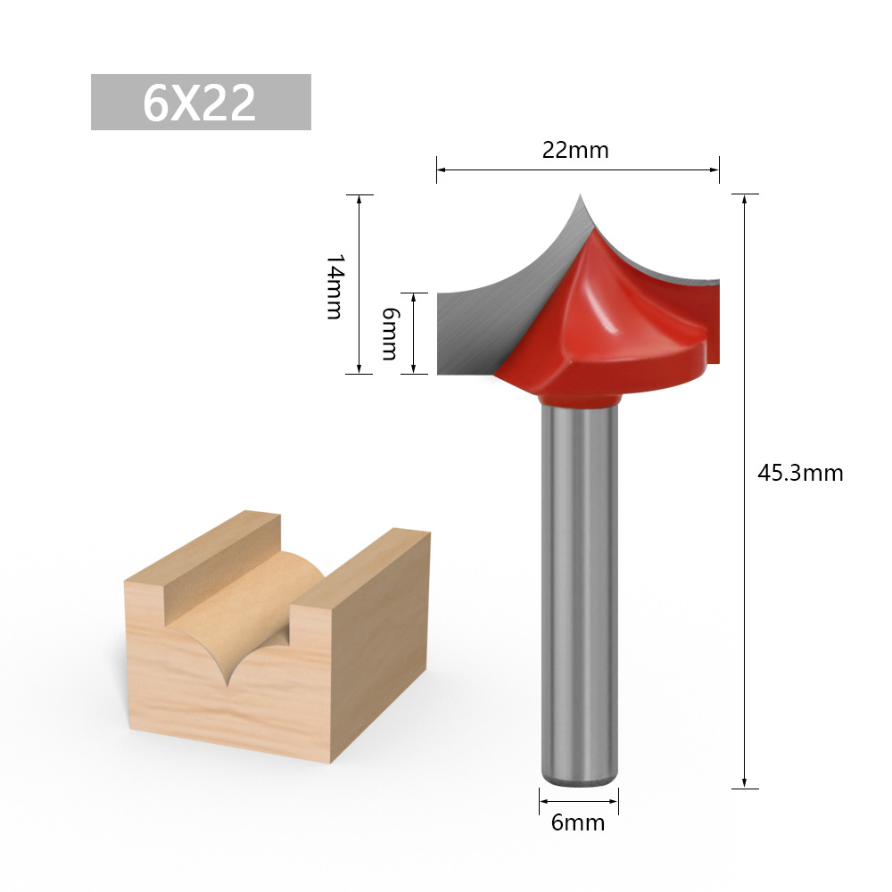 6mm Shank Router Bit CNC Tools Solid Carbide Round Nose Bits Round Point Cut Bit Shaker Cutter Tools For Wood Woodworking Tools: 6X22