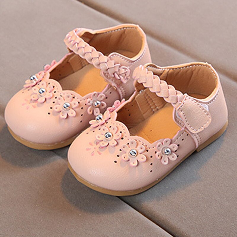 Girls Shoes Rhinestone Flower Princess Dress Shoes PU Leather Casual Toddler Kids