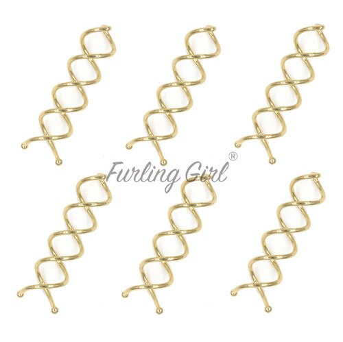 Furling Girl Pack of 6/10 Black Silver Gold Metal Spiral Hair Pin Hair Clip Bridal Wedding Accessories with Protection Tips: Gold 6pcs