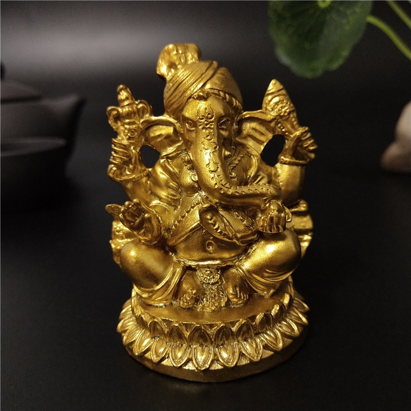 Guld lord ganesha buddha statue hjem havedekoration indisk ganesh elefant gud skulptur figurer ornamenter buddha statuer