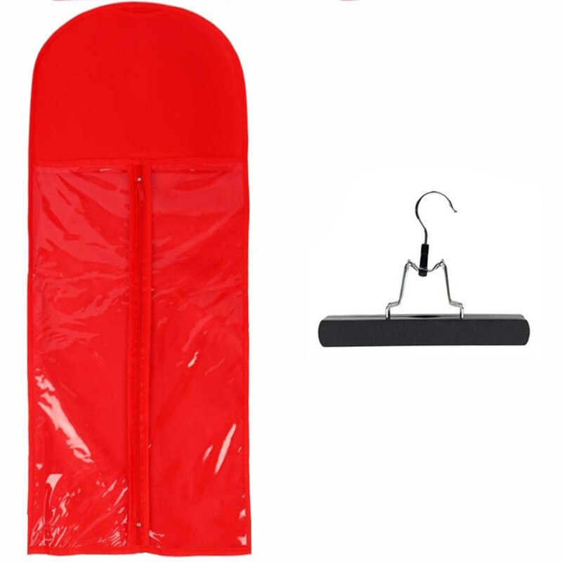 Sac de rangement de perruque Non tissé, housse anti-poussière avec cintre, sac de rangement de perruque Portable de meilleure pour queue de cheval/Clips d&#39;extensions de cheveux: Red with hanger