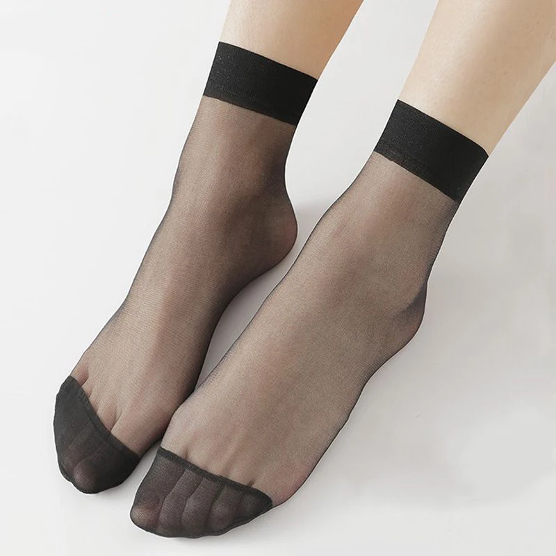 40Pcs=20Pairs Transparent Summer Socks Ultrathin Women Nylon Ladies Female Short Ankle Meias Elastic Crystal Spring Silk Sox