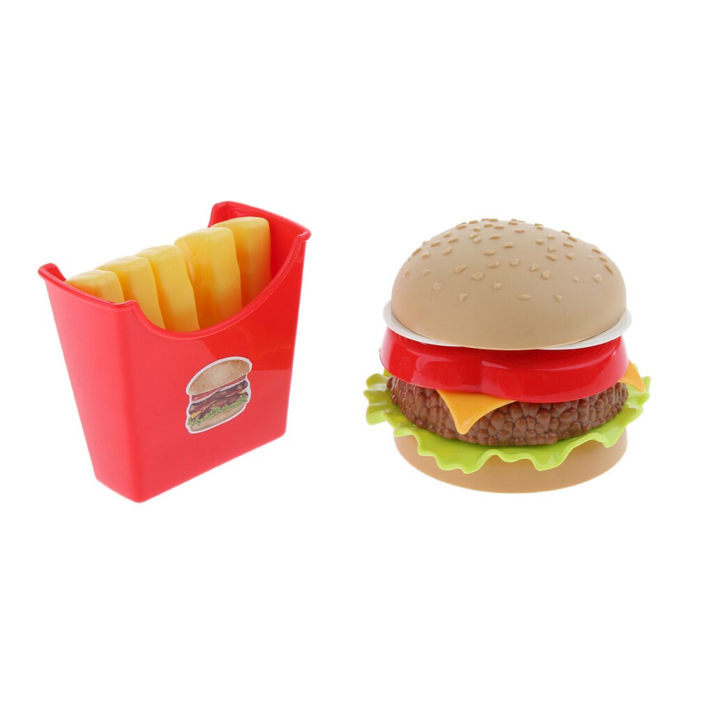 freundlicher vorgeben Spielen Lebensmittel Spielzeug Burger Frites schnell-Lebensmittel-Snack Getränke Luxus Abendessen einstellen