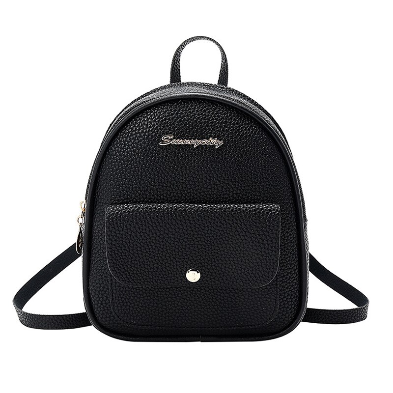 Mini Rugzak Vrouwen Pu Lederen Schoudertas Voor Tiener Meisjes Kids Kleine Bagpack Vrouwelijke Dames School Rugzak: Black