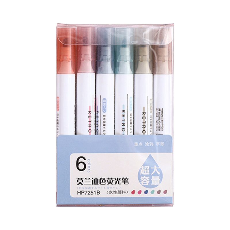 6 sztuk/zestaw zakreślacz pastelowe pisaki fluorescencyjne robić dziennikarstwa szkolne materiały biurowe: A