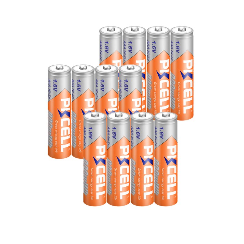 12Pcs PKCELL AAA NI-ZN Rechargeable Batteries aaa 900mWh 1.6V ni-zn Battery For Digital Camera RC Car Flash Electric Toys