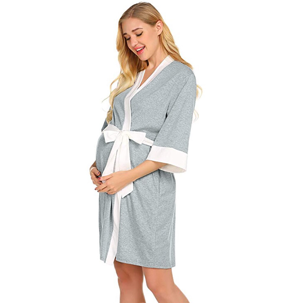 #50 Maternity Nursing Robe Nightgowns Breastfeeding Gown Casual Womens Pregnant Maternity Clothes для беременных