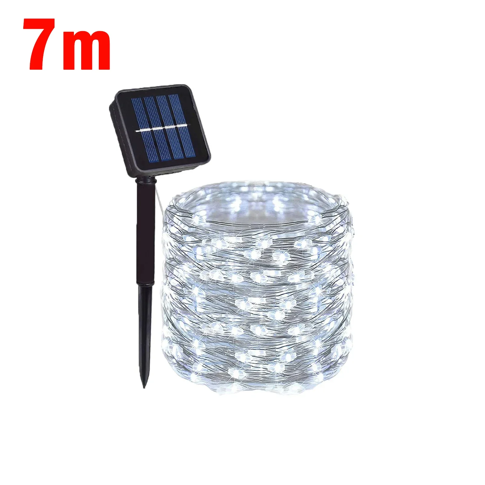 Weihnachten Solar- Lampe LED draussen 7M/12M Lichterketten Gebühr Wasserdicht für Neujahr Party Girlanden garten Dekor Beleuchtung: Licht Grau