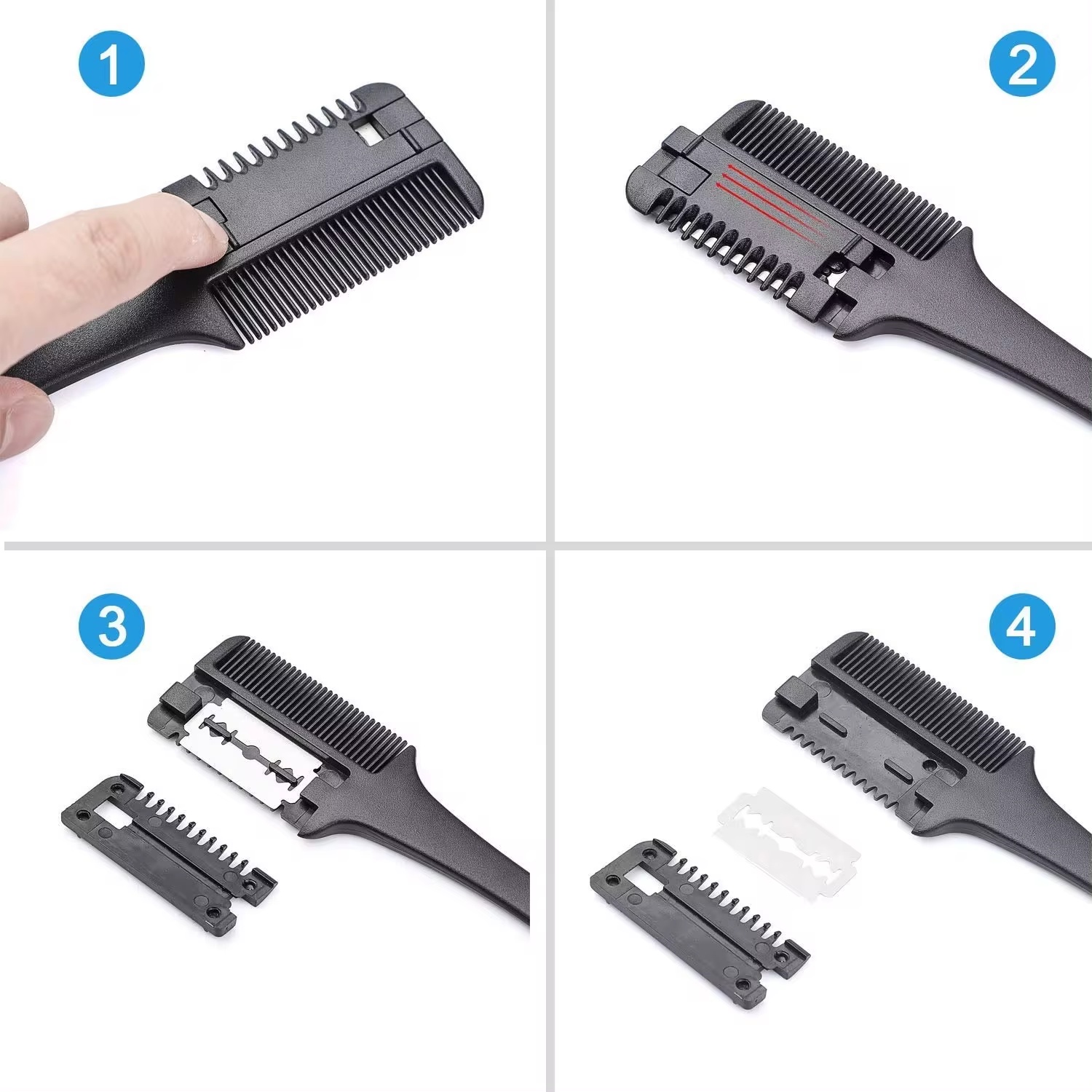 Cortadora de pelo portátil, peine para adelgazar el cabello, hoja de doble filo de acero inoxidable antigua, herramientas de corte automático para uso doméstico y salón
