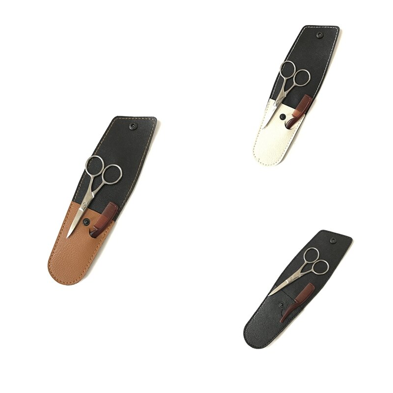 Snor Wenkbrauw Trimmer Mannen Baard Schaar Rvs Shear Cutter Care Medeplichtige Schaar Kam Kit