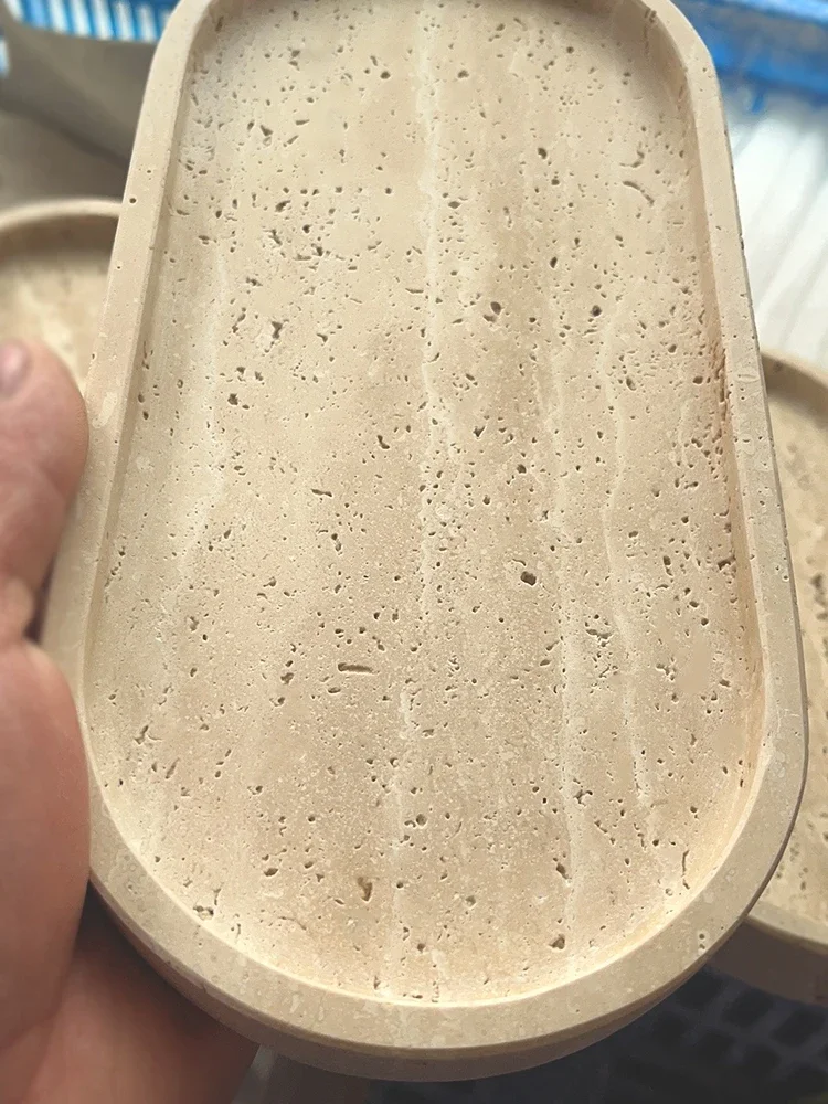 Small Natural Marble Tray, Carving Oval Sundries Storage, Home Ornaments, Tray Storage, 25x12x2cm
