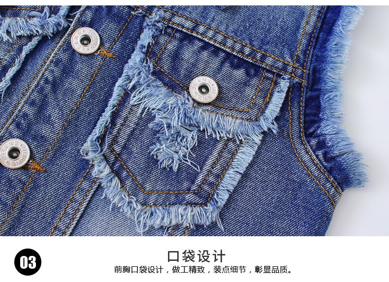 Chaleco Vaquero de algodón para niños de 3 a 12 años, chaqueta vaquera para niñas, prendas de vestir exteriores, ropa para adolescentes, Tops con cuello vuelto
