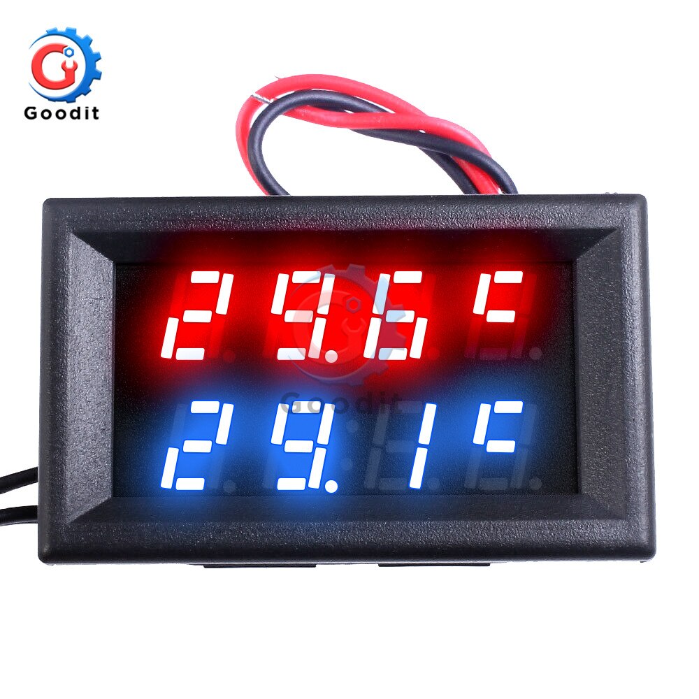 Mini LED Dual Display Digital Thermometer DC 4V-28V 0.28 inch w/ Dual NTC Waterproof Metal Probe Temperature Sensor Tester for I