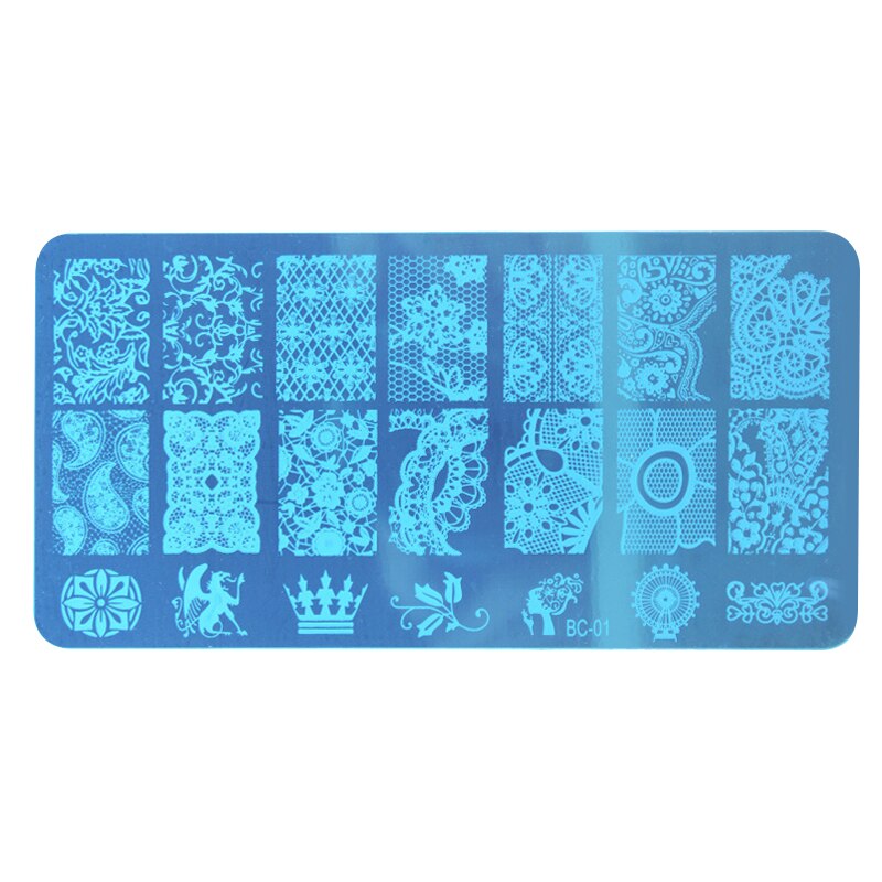 1 pièces Nail Art timbre estampage Image plaque ongles impression pochoir dentelle modèle bricolage bleu masque ongles impression Nail Art manucure outils