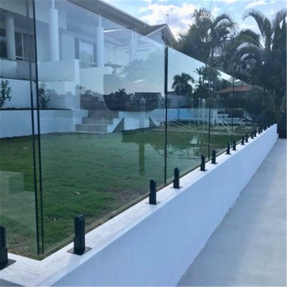 2205 duplex de aço inoxidável frameless piscina de vidro transparente esgrima preto mate torneiras