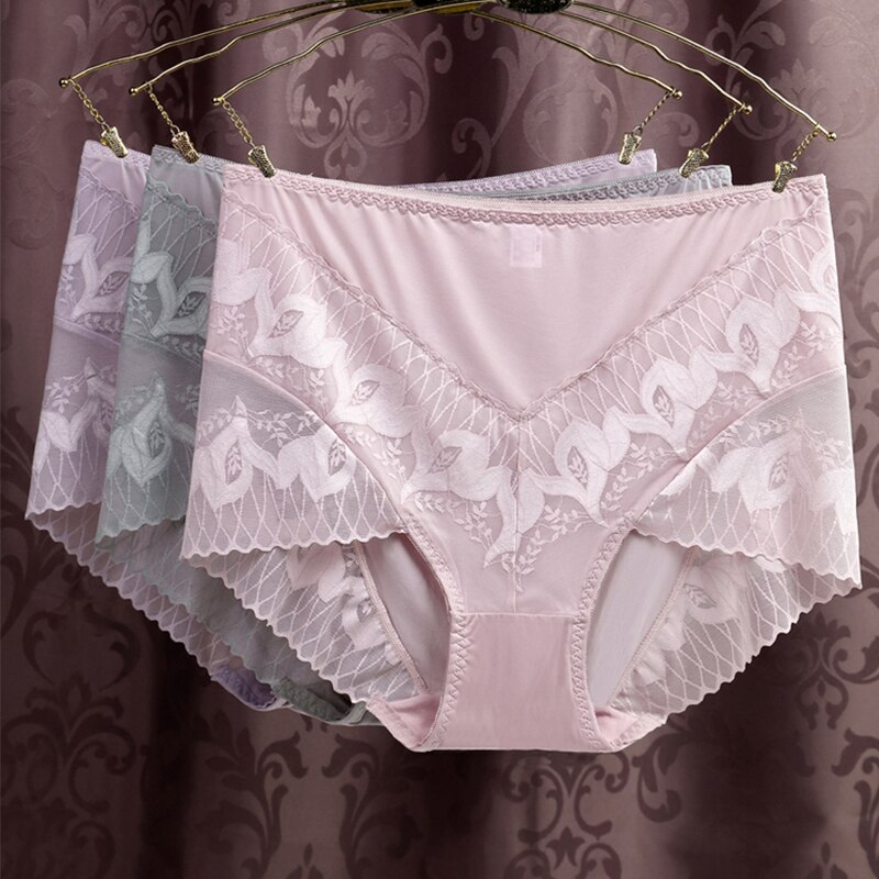 Women's Panties Large Sizes with High Waist Female Underwear Ultra-thin Facial Mask Fabric Quick-drying Sexy Lace Panties