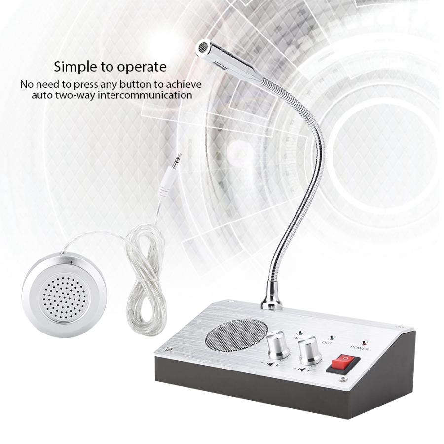 100-240V Dual Way Voice Mic Speaker Intercom Window Counter Interphone for Security Company