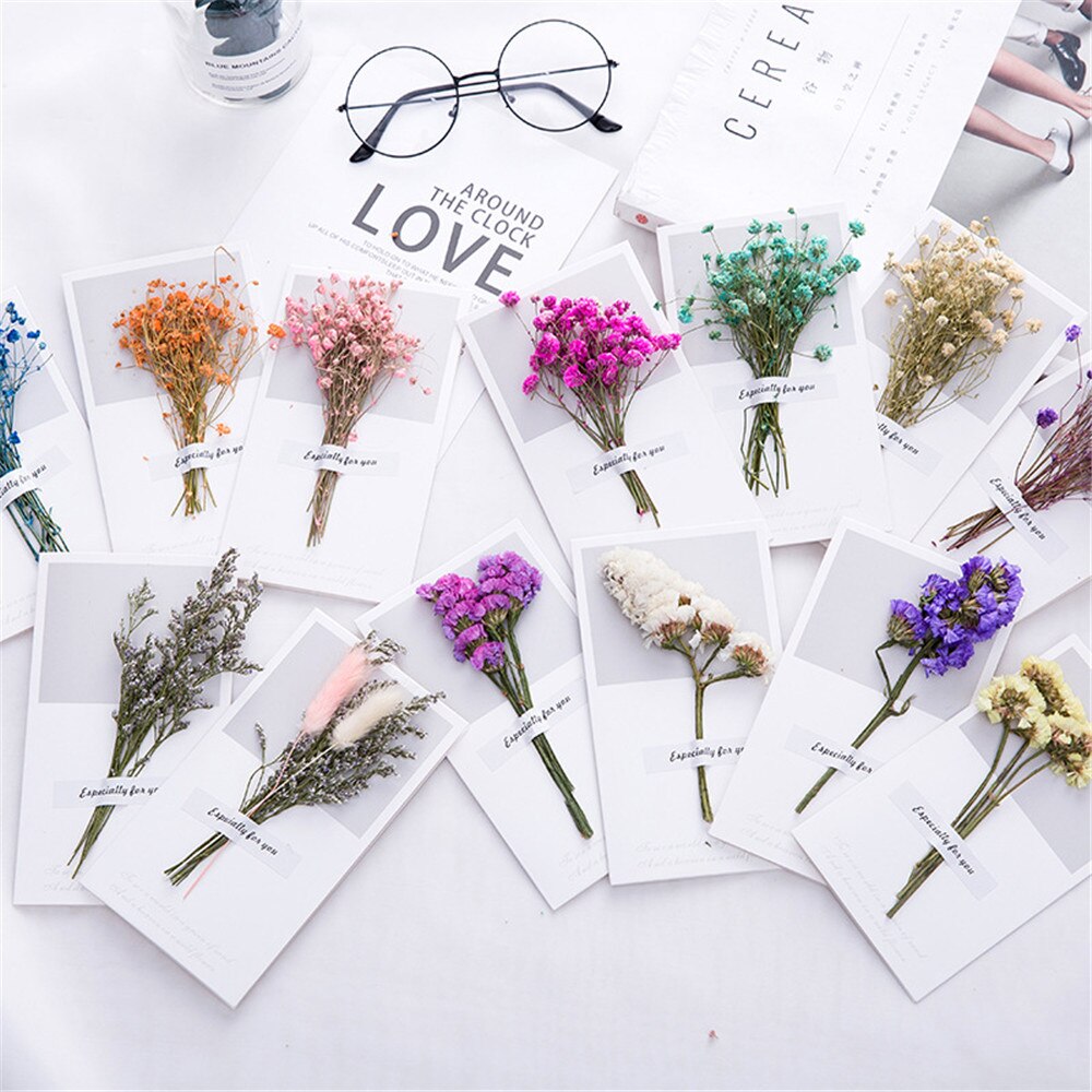 5pcs Retro Dry Flower Letter Papers Envelope Wedding Invitation Card Paper Handmade Greeting Card Letter Writing Paper